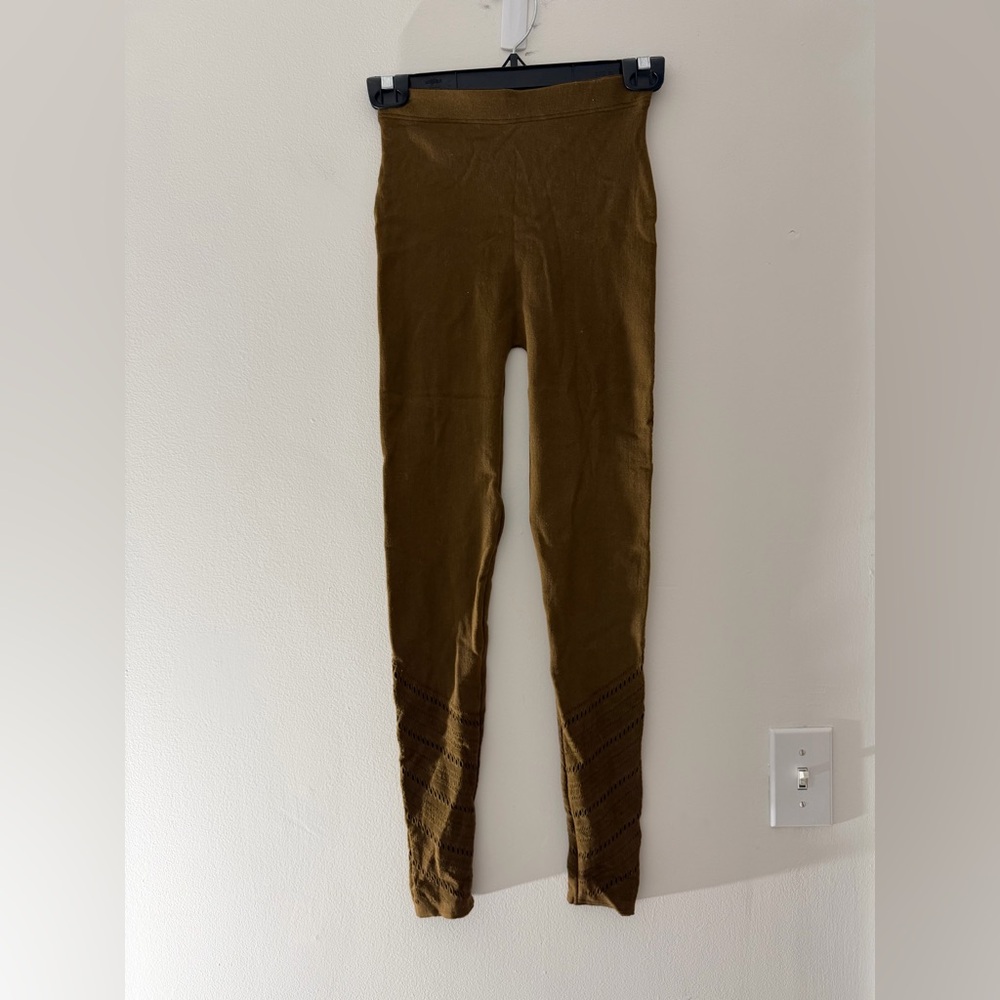NWT Wolford Perforated Wool-Blend Leggings in Brown Size Small Quiet Luxury - Picture 2 of 16